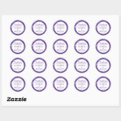 Sticker Rond Merci de Mariage de Parties scintillant violet (Feuille)