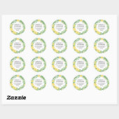 Sticker Rond Merci de Mariage de rose jaune (Feuille)