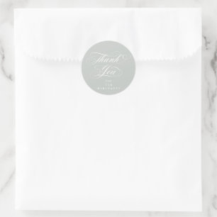 Sticker Rond Merci de Mariage de script élégant gris vert