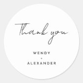 Sticker Rond Merci de Mariage de script moderne blanc (Devant)