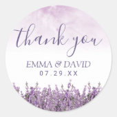 Sticker Rond Merci de mariage élégant floral de lavande (Devant)