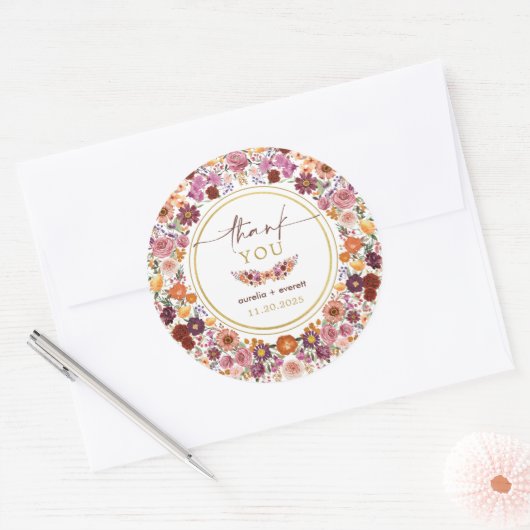 Sticker Rond Merci de Mariage Fleur sauvage Vibrant Meadow (Enveloppe)