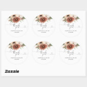 Sticker Rond Merci de Mariage floral de Boho neutre Favor (Feuille)