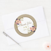 Sticker Rond Merci de Mariage floral rustique préféré (Enveloppe)
