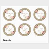 Sticker Rond Merci de Mariage floral rustique préféré (Feuille)