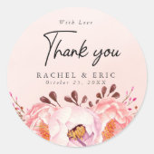 Sticker Rond Merci de Mariage flou romantique (Devant)