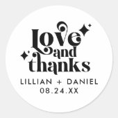 Sticker Rond Merci de Mariage moderne et rétro (Devant)