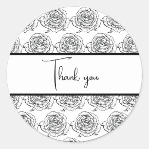 Sticker Rond Merci de Mariage noir et blanc