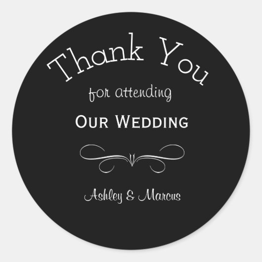 Sticker rond Merci de mariage personnalisé (Devant)