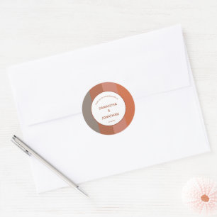 Sticker Rond Merci de mariage personnalisé rayé Bauhaus