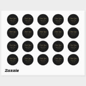 Sticker Rond Merci de Mariage romantique noir et or (Feuille)