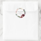 Sticker Rond Merci de Mariage rose rouge et bleu (Sac)
