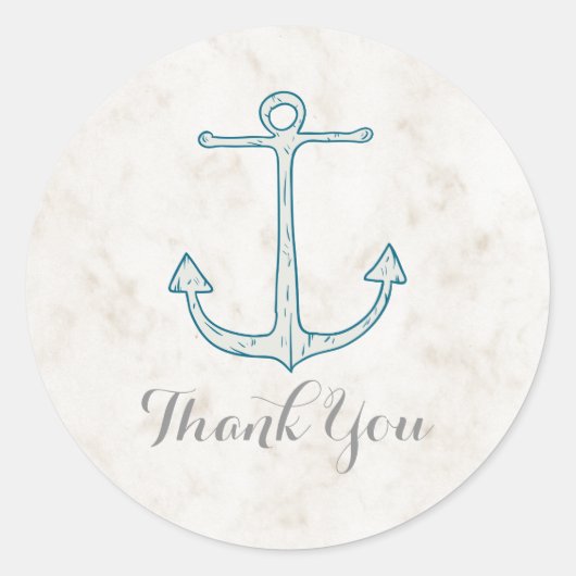 Sticker Rond Merci de Mariage Royal Blue Rustic (Devant)