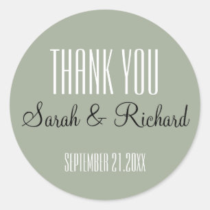 Sticker Rond Merci de Mariage rustique Sage Green