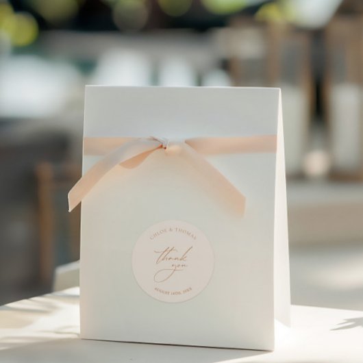 Sticker Rond Merci de mariage simple et élégant Favoriser