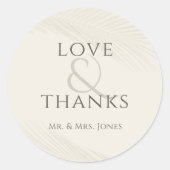 Sticker Rond Merci de mariage tropical Leaf Beach (Devant)