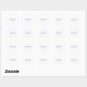Sticker Rond Merci de Mariage vintage Blue Bow (Feuille)
