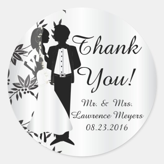 Sticker Rond Merci de mariée et de mariée (Devant)