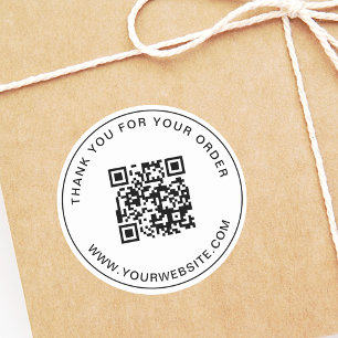 Sticker Rond Merci de Modèle de code QR d'entreprise rose