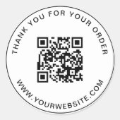 Sticker Rond Merci de Modèle de code QR d'entreprise rose (Devant)
