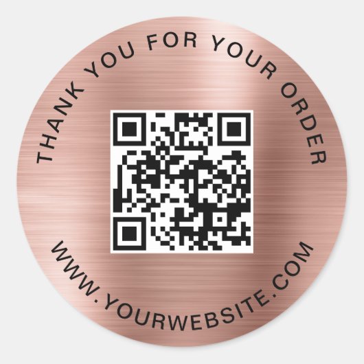 Sticker Rond Merci de Modèle de code QR d'entreprise rose (Devant)