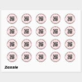 Sticker Rond Merci de Modèle de code QR d'entreprise rose (Feuille)