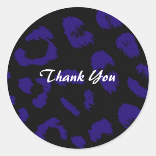 Sticker Rond Merci de Motif de Léopard pourpre et noir