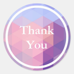 Sticker Rond Merci de motif géométrique Pastel Blue violet