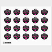 Sticker Rond Merci de moto rose noir, blanc (Feuille)