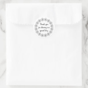 Sticker Rond Merci de partager notre bordure florale de jour sp