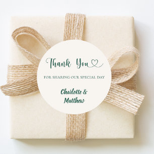 Sticker Rond Merci de partager notre jour de mariage vert ivoir
