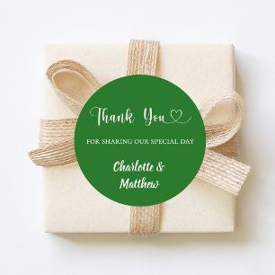 Sticker Rond Merci de partager notre journée de mariage vert iv