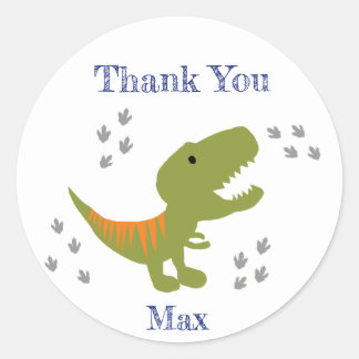 Sticker Rond Merci de partie T-rex