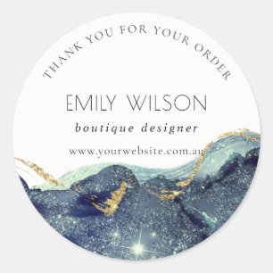 Sticker Rond Merci de Parties scintillant de la marine d'encre 