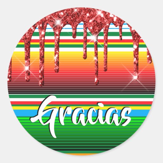 Sticker Rond Merci de Parties scintillant de  rouge étincelante (Devant)