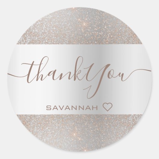 Sticker Rond Merci de Parties scintillant en or Rose simple Ele (Devant)