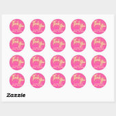 Sticker Rond Merci de Parties scintillant moderne rose chaud (Feuille)