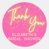 Sticker Rond Merci de Parties scintillant moderne rose chaud (Devant)