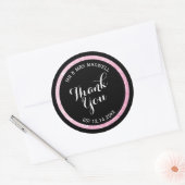 Sticker Rond Merci de Parties scintillant noir et rose personna (Enveloppe)