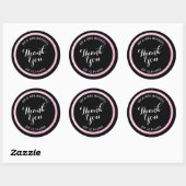 Sticker Rond Merci de Parties scintillant noir et rose personna (Feuille)