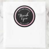 Sticker Rond Merci de Parties scintillant noir et rose personna (Sac)