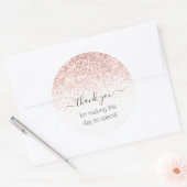 Sticker Rond Merci de Parties scintillant rose (Enveloppe)