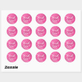 Sticker Rond Merci de Parties scintillant rose chaud (Feuille)