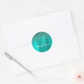 Sticker Rond Merci de Parties scintillant Turquoise Turquoise b (Enveloppe)