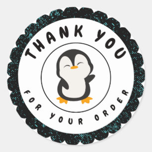 Sticker Rond Merci de pingouin couleur mou minimaliste pour com