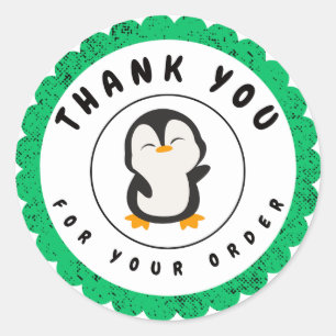 Sticker Rond Merci de pingouin couleur mou minimaliste pour com