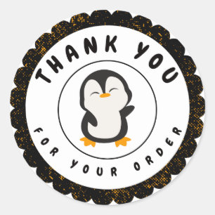 Sticker Rond Merci de pingouin couleur mou minimaliste pour com