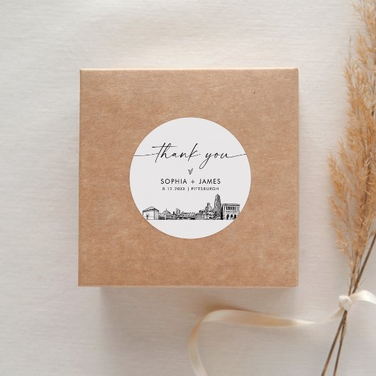 Sticker Rond Merci de Pittsburgh Favor 3" (feuille de 6)