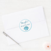 Sticker Rond Merci de plage de Scallop Seashell | bleu menthe (Enveloppe)