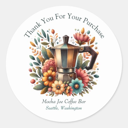 Sticker Rond Merci De Pot De Café Pour Votre Achat (Devant)